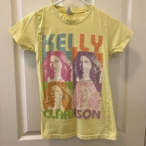 Kelly Clarkson Yellow Graphic Tee T-Shirt Top Tultex Y2K Size XS
